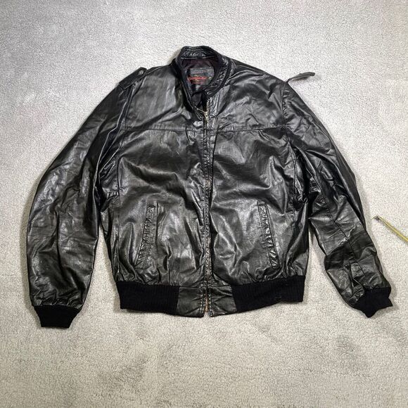 Vintage Christopher Hart Leather Jacket Full Zip Black Men's 48 XL TALL - Picture 1 of 9